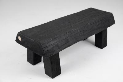  Logniture Black Burnt Wood Brutalist Bench Outdoor Indoor Natural and Eco Friendly