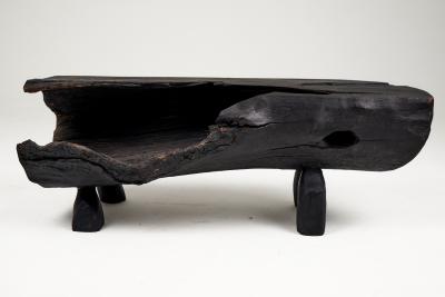  Logniture Black Burnt Wood Brutalist Bench Outdoor Indoor Natural and Eco Friendly