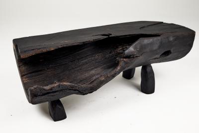  Logniture Black Burnt Wood Brutalist Bench Outdoor Indoor Natural and Eco Friendly