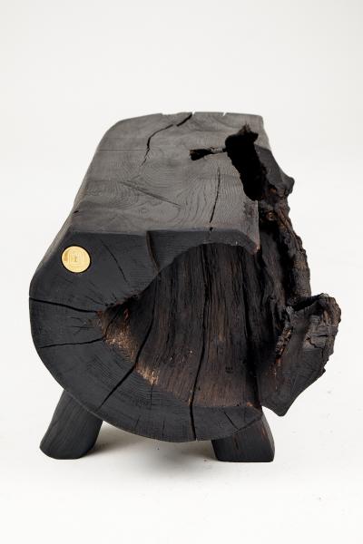  Logniture Black Burnt Wood Brutalist Bench Outdoor Indoor Natural and Eco Friendly