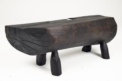  Logniture Black Burnt Wood Brutalist Bench Outdoor Indoor Natural and Eco Friendly