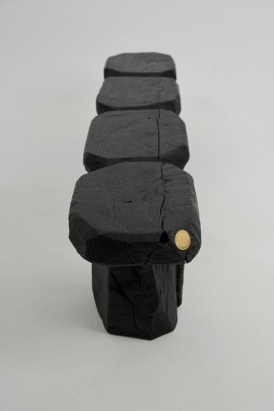  Logniture Black Burnt Wood Brutalist Bench Outdoor Indoor Natural and Eco Friendly