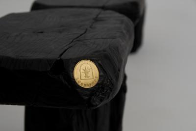  Logniture Black Burnt Wood Brutalist Bench Outdoor Indoor Natural and Eco Friendly