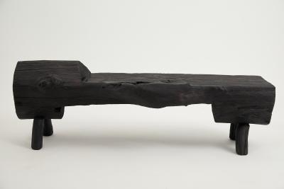  Logniture Black Burnt Wood Brutalist Bench Outdoor Indoor Natural and Eco Friendly