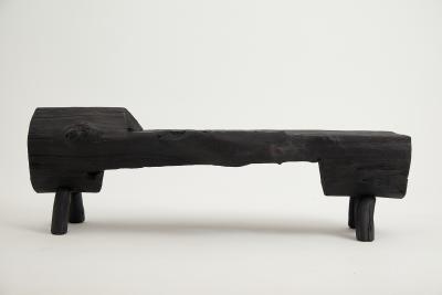  Logniture Black Burnt Wood Brutalist Bench Outdoor Indoor Natural and Eco Friendly