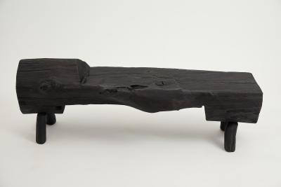  Logniture Black Burnt Wood Brutalist Bench Outdoor Indoor Natural and Eco Friendly