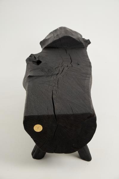  Logniture Black Burnt Wood Brutalist Bench Outdoor Indoor Natural and Eco Friendly