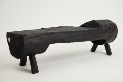  Logniture Black Burnt Wood Brutalist Bench Outdoor Indoor Natural and Eco Friendly