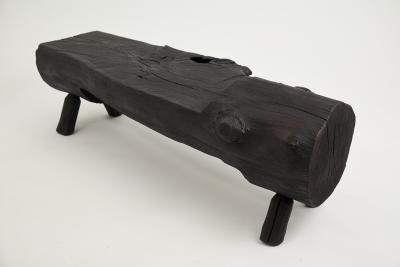  Logniture Black Burnt Wood Brutalist Bench Outdoor Indoor Natural and Eco Friendly
