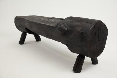  Logniture Black Burnt Wood Brutalist Bench Outdoor Indoor Natural and Eco Friendly