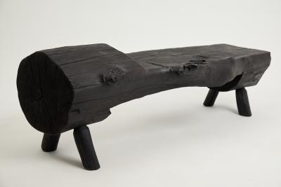 Logniture Black Burnt Wood Brutalist Bench Outdoor Indoor Natural and Eco Friendly