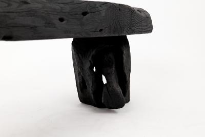  Logniture Black Burnt Wood Brutalist Bench Outdoor Indoor Natural and Eco Friendly