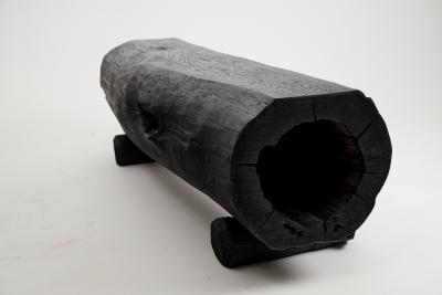  Logniture Black Burnt Wood Rustic Bench Outdoor Indoor Natural and Eco Friendly