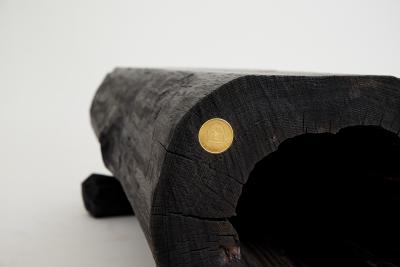  Logniture Black Burnt Wood Rustic Bench Outdoor Indoor Natural and Eco Friendly