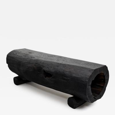  Logniture Black Burnt Wood Rustic Bench Outdoor Indoor Natural and Eco Friendly