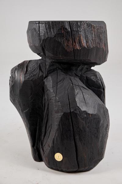  Logniture Brutalist Sculptural Side Table Solid Burnt Oak Wood Unique 1 1 Jownik