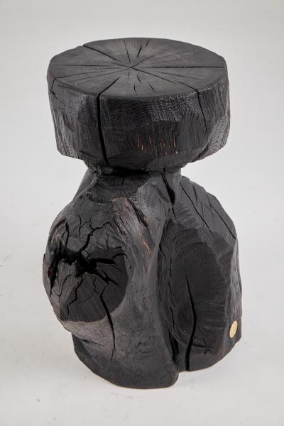  Logniture Brutalist Sculptural Side Table Solid Burnt Oak Wood Unique 1 1 Jownik