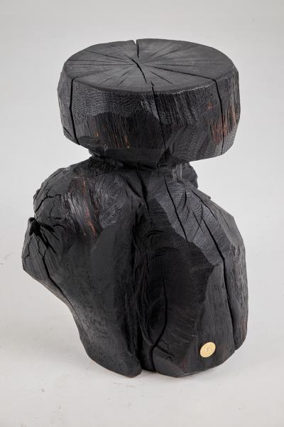  Logniture Brutalist Sculptural Side Table Solid Burnt Oak Wood Unique 1 1 Jownik