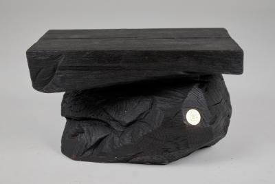  Logniture Brutalist Sculptural Stool Side Table Solid Burnt Oak Wood Unique 1 1 Jownik