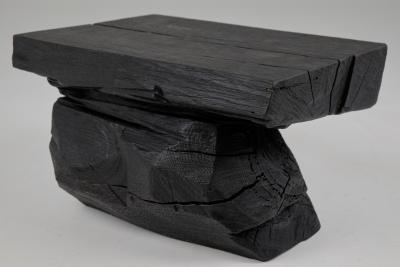  Logniture Brutalist Sculptural Stool Side Table Solid Burnt Oak Wood Unique 1 1 Jownik