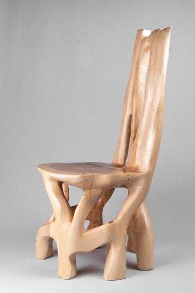  Logniture Chair Functional sculpture Carved From Single Piece of Wood