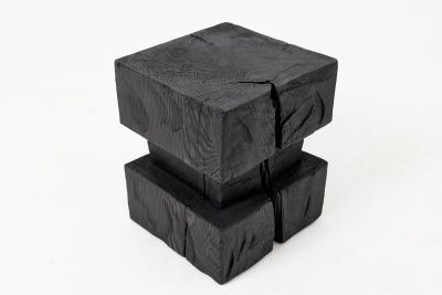  Logniture Ebonized Solid Wood Sculptural Stool Side Table Logniture