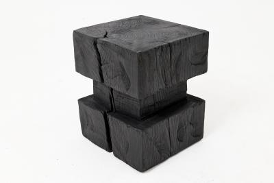  Logniture Ebonized Solid Wood Sculptural Stool Side Table Logniture