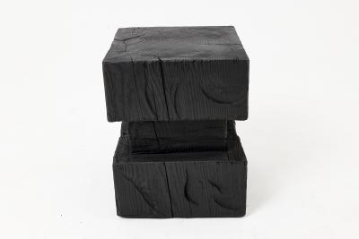 Logniture Ebonized Solid Wood Sculptural Stool Side Table Logniture