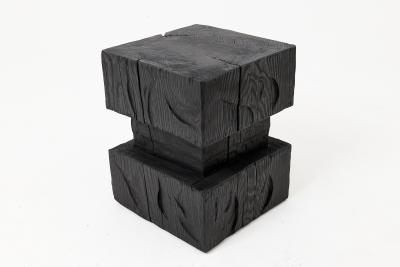  Logniture Ebonized Solid Wood Sculptural Stool Side Table Logniture