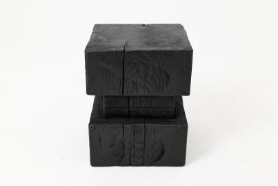  Logniture Ebonized Solid Wood Sculptural Stool Side Table Logniture
