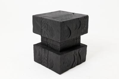  Logniture Ebonized Solid Wood Sculptural Stool Side Table Logniture