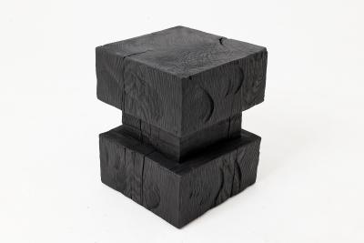  Logniture Ebonized Solid Wood Sculptural Stool Side Table Logniture