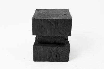  Logniture Ebonized Solid Wood Sculptural Stool Side Table Logniture
