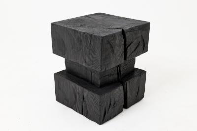  Logniture Ebonized Solid Wood Sculptural Stool Side Table Logniture