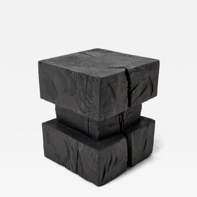  Logniture Ebonized Solid Wood Sculptural Stool Side Table Logniture