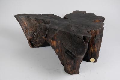 Logniture Jownik Chainsaw Carved Side Table From Hornbeam Burnt Wood
