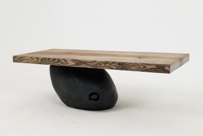  Logniture Jownik Stone Base Coffee Table Floating Form on Blackened Balance