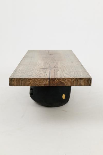  Logniture Jownik Stone Base Coffee Table Floating Form on Blackened Balance