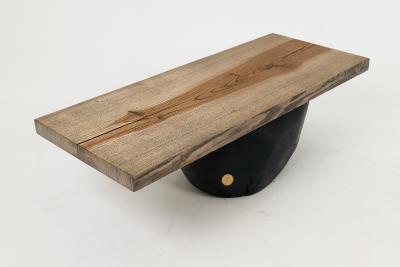  Logniture Jownik Stone Base Coffee Table Floating Form on Blackened Balance