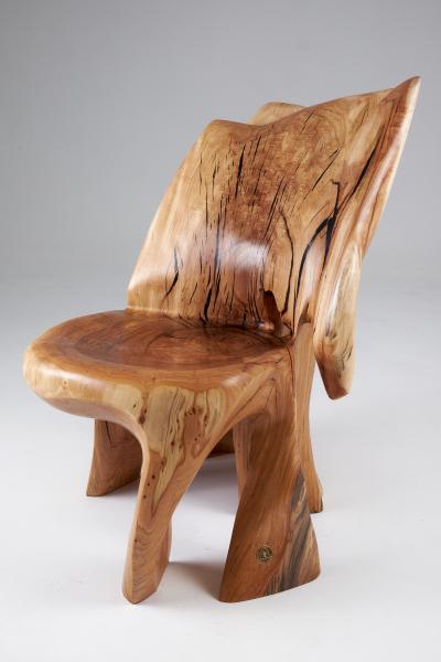  Logniture Leszy Carved Sculptural Solid Hardwood Chair