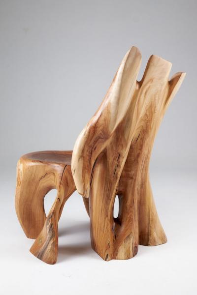  Logniture Leszy Carved Sculptural Solid Hardwood Chair
