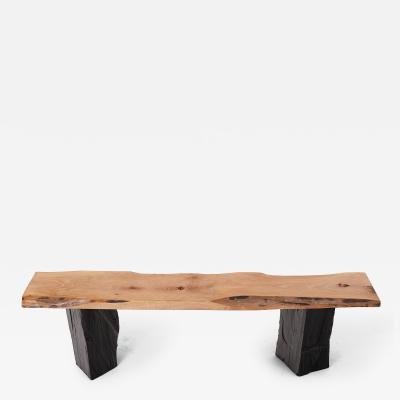  Logniture Live Edge Solid Wood Bench with Charred Legs Organic Modern by Logniture