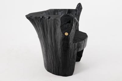  Logniture Logniture Brutalist Sculptural Armchair Solid Burnt Oak Wood Organic 1 1