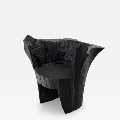  Logniture Logniture Brutalist Sculptural Armchair Solid Burnt Oak Wood Organic 1 1