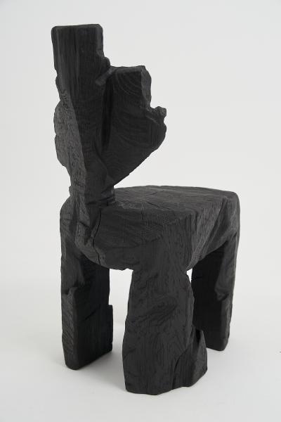  Logniture Logniture Brutalist Sculptural Stool Solid Burnt Oak Wood Unique 1 1 Jownik