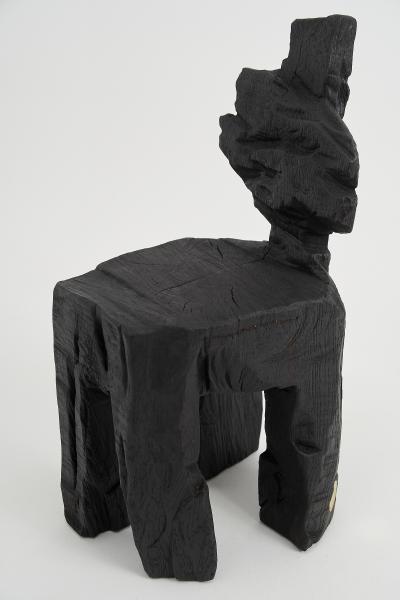  Logniture Logniture Brutalist Sculptural Stool Solid Burnt Oak Wood Unique 1 1 Jownik