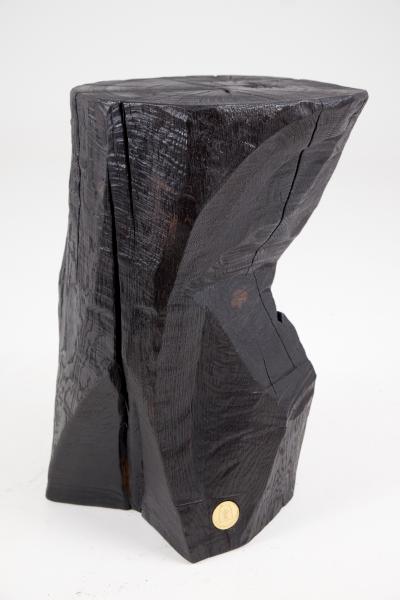  Logniture Logniture Burnt Black Solid Wood Rustic Side Table Pedestal Indoor Outdoor