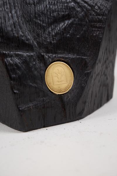  Logniture Logniture Burnt Black Solid Wood Rustic Side Table Pedestal Indoor Outdoor