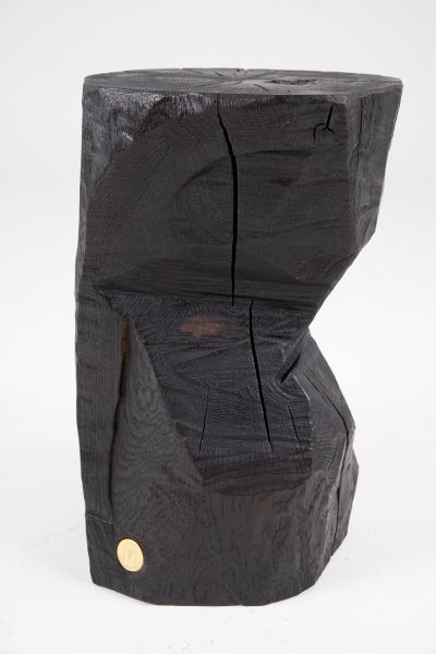  Logniture Logniture Burnt Black Solid Wood Rustic Side Table Pedestal Indoor Outdoor