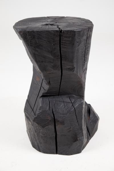  Logniture Logniture Burnt Black Solid Wood Rustic Side Table Pedestal Indoor Outdoor